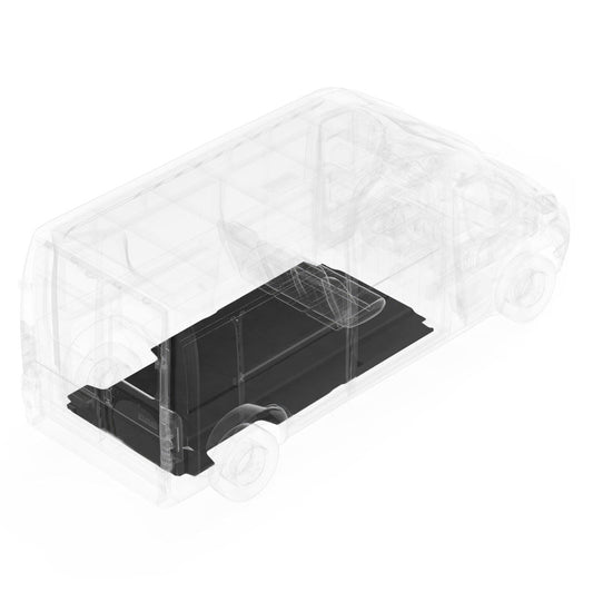 AutoMat - a black, non-slip rubber floor liner for a RAM ProMaster 159ext