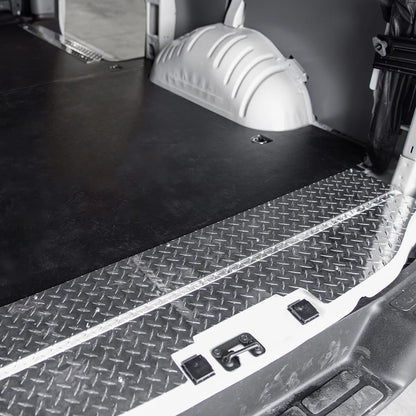 Aluminum sill on rear door to GMC Savana cargo van