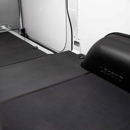 Image showing H tracks joining StabiliGrip flooring in a vehicle interior.