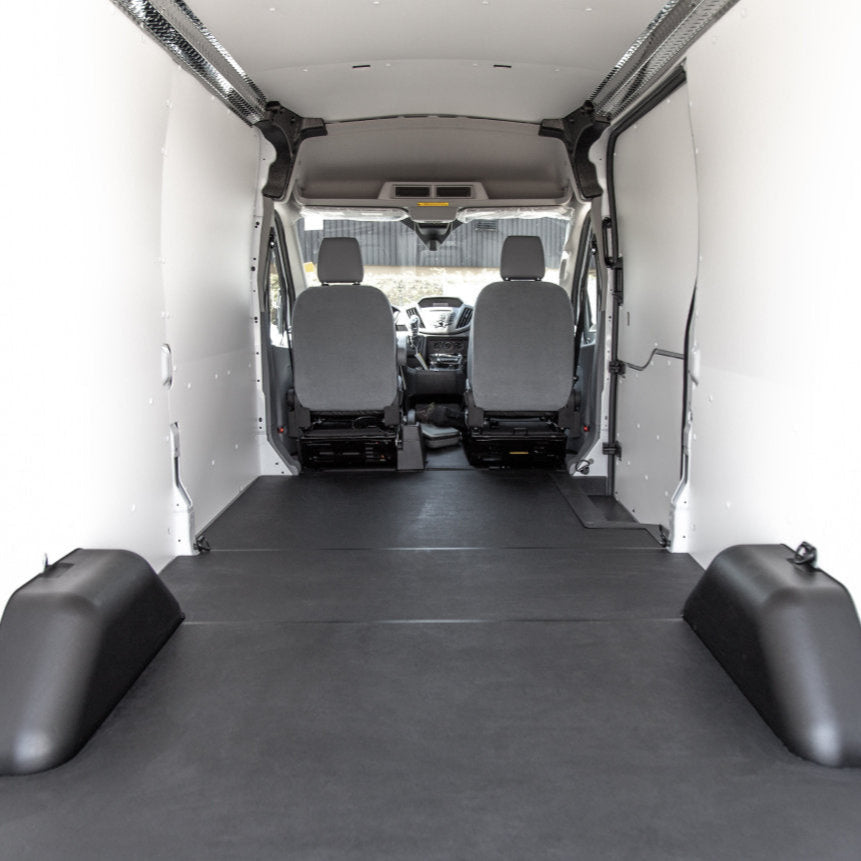 back shot of cargo van showing stabiligrip with black thresholds